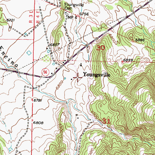 Topographic Map of Youngsville Post Office (historical), NM