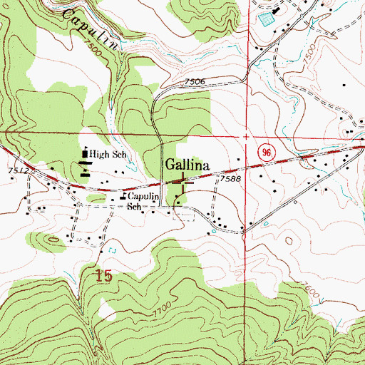 Topographic Map of Gallina Post Office, NM