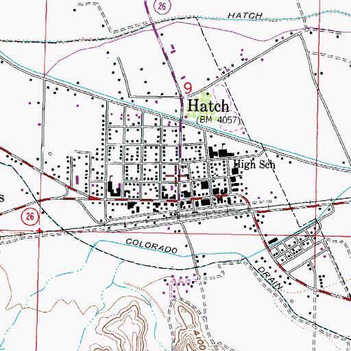 Topographic Map of Hatch Post Office, NM