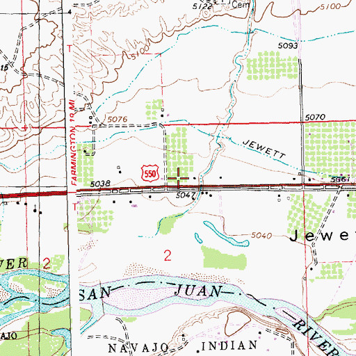 Topographic Map of Waterflow Post Office, NM