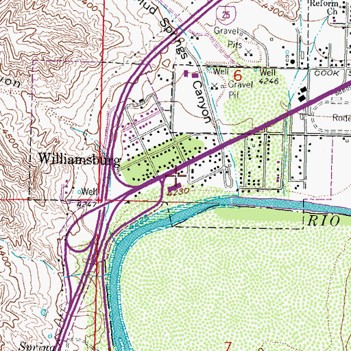 Topographic Map of Williamsburg Post Office, NM