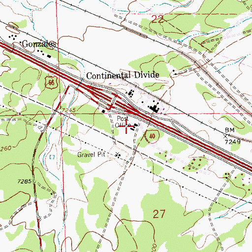 Topographic Map of Continental Divide Post Office, NM