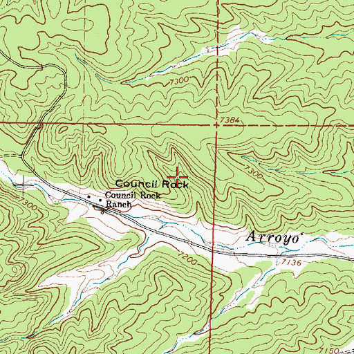 Topographic Map of Council Rock Post Office (historical), NM