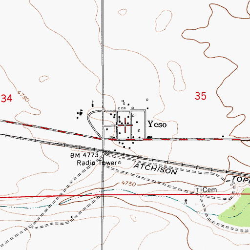 Topographic Map of Yeso Post Office, NM
