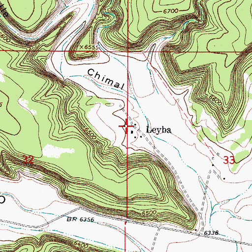 Topographic Map of Leyba Post Office, NM