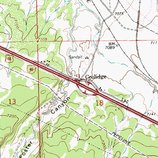 Topographic Map of Coolidge Post Office (historical), NM