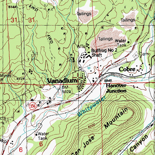 Topographic Map of Vanadium Post Office (historical), NM