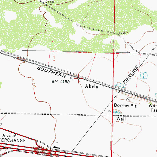 Topographic Map of Akela Post Office (historical), NM