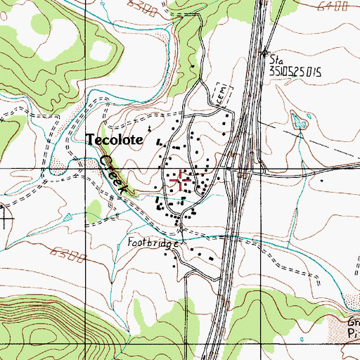 Topographic Map of Tecolote Post Office, NM