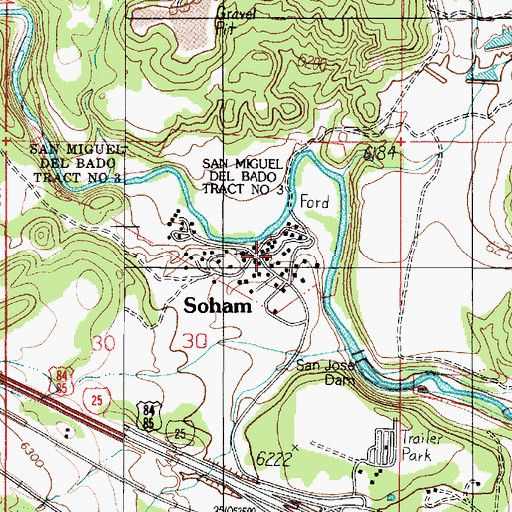 Topographic Map of Soham Post Office (historical), NM