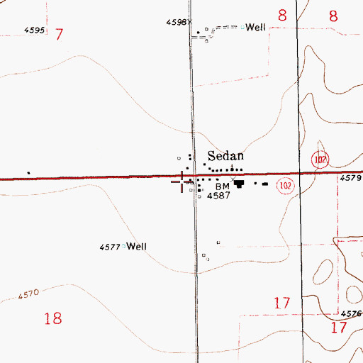 Topographic Map of Sedan Post Office, NM