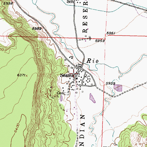 Topographic Map of Seama Post Office (historical), NM