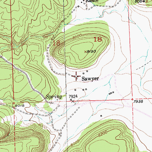 Topographic Map of Sawyer Post Office (historical), NM