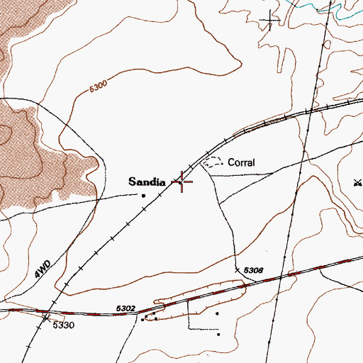 Topographic Map of Sandia Post Office (historical), NM