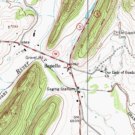 Topographic Map of Sapello Post Office, NM
