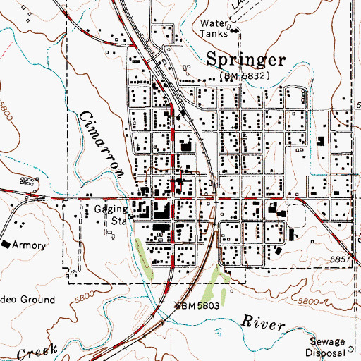 Topographic Map of Springer Post Office, NM