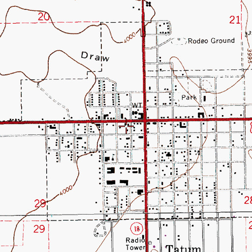 Topographic Map of Tatum Post Office, NM