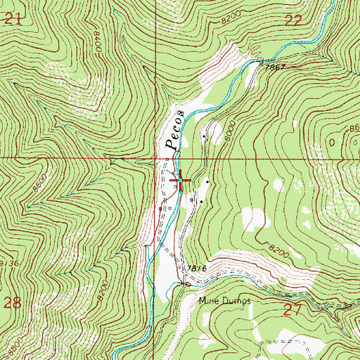 Topographic Map of Tererro Post Office (historical), NM