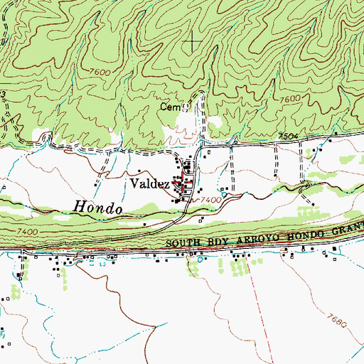 Topographic Map of Valdez Post Office, NM