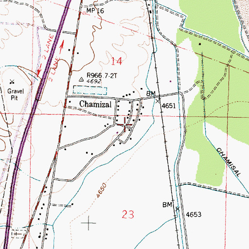 Topographic Map of Polvadera Post Office, NM