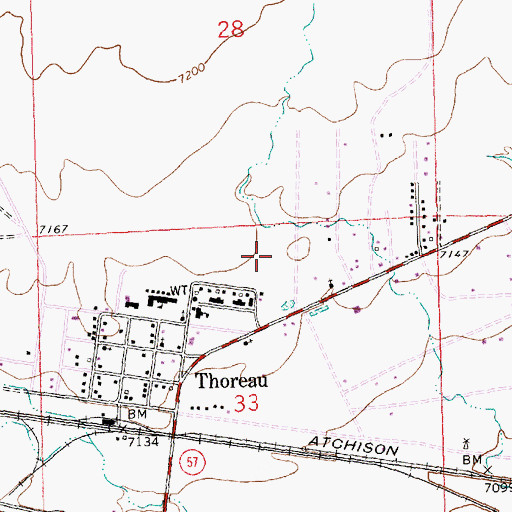Topographic Map of Thoreau Post Office, NM