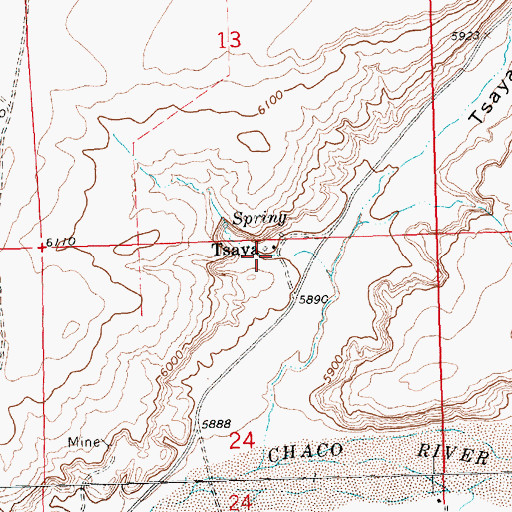 Topographic Map of Tsaya Post Office (historical), NM