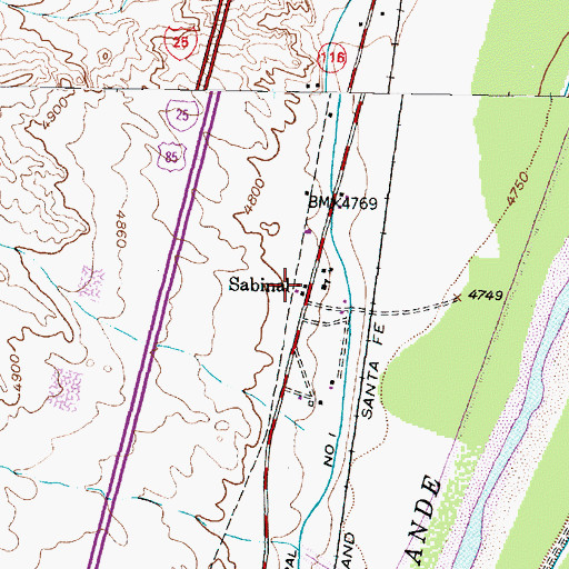 Topographic Map of Sabinal Post Office (historical), NM