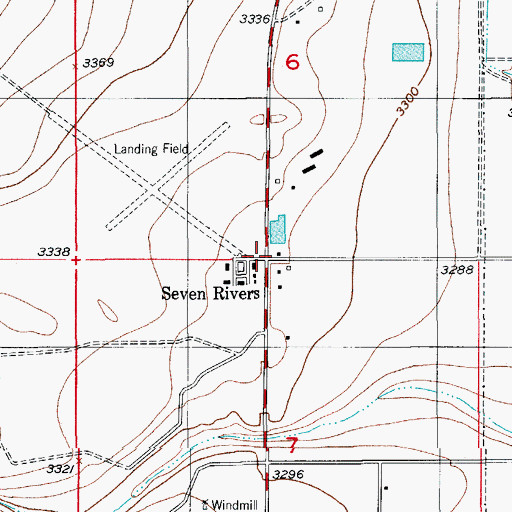 Topographic Map of Seven Rivers Post Office (historical), NM