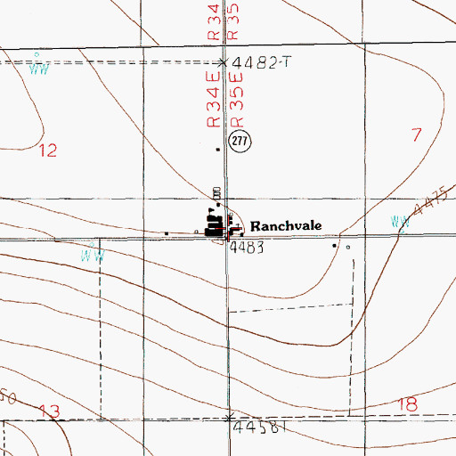 Topographic Map of Ranchvale Post Office (historical), NM