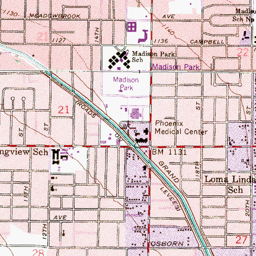 Topographic Map of Phoenix Medical Center (historical), AZ