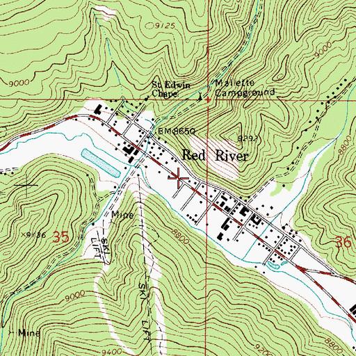 Topographic Map of Red River Post Office, NM