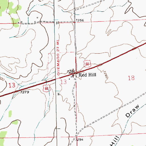 Topographic Map of Red Hill Post Office (historical), NM