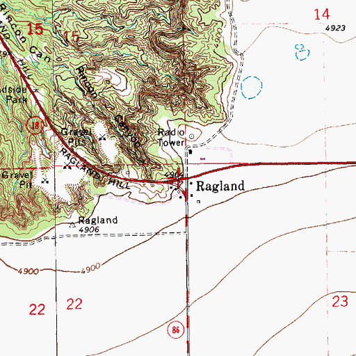 Topographic Map of Ragland Post Office (historical), NM