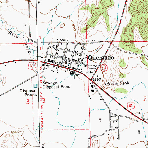 Topographic Map of Quemado Post Office, NM