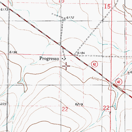 Topographic Map of Progresso Post Office (historical), NM