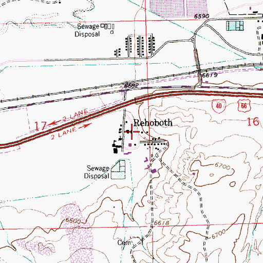 Topographic Map of Rehoboth Post Office, NM