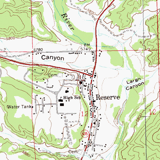 Topographic Map of Reserve Post Office, NM