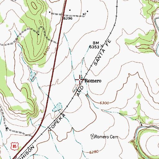 Topographic Map of Romero Post Office (historical), NM