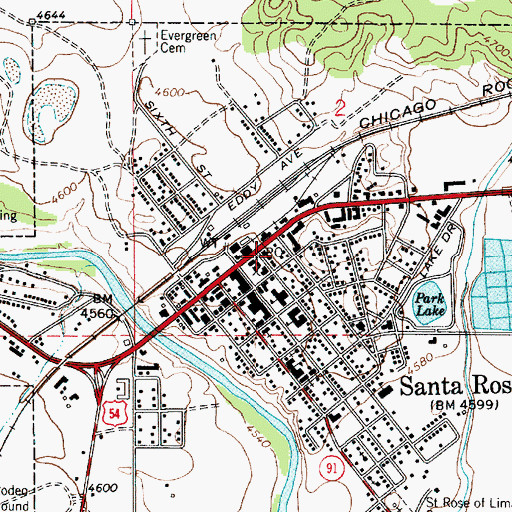 Topographic Map of Santa Rosa Post Office, NM