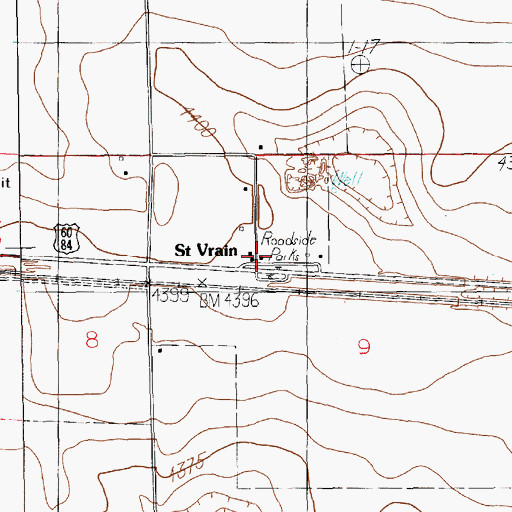 Topographic Map of Saint Vrain Post Office (historical), NM