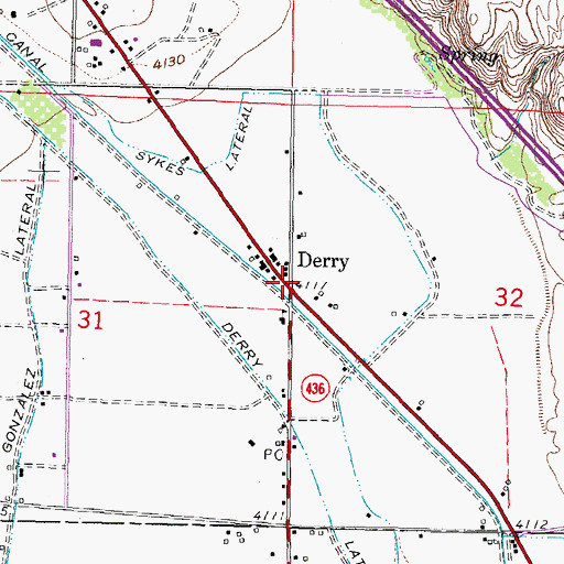 Topographic Map of Derry Post Office, NM