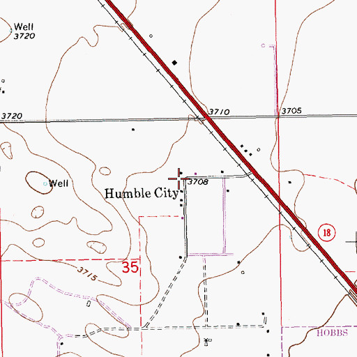 Topographic Map of Humble City Post Office (historical), NM