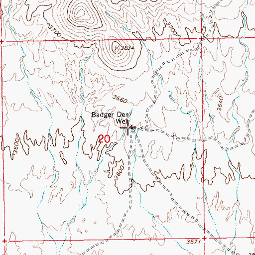 Topographic Map of Badger Den Well, AZ
