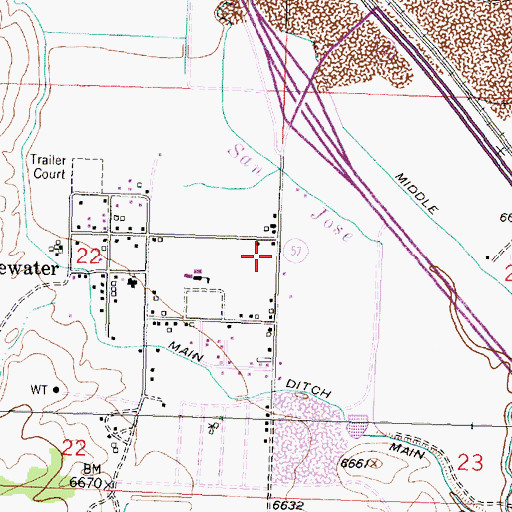 Topographic Map of Bluewater Post Office, NM