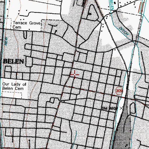 Topographic Map of Belen Post Office, NM