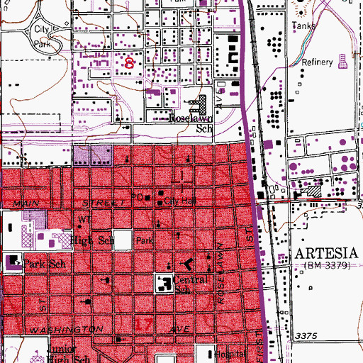 Topographic Map of Artesia Post Office, NM