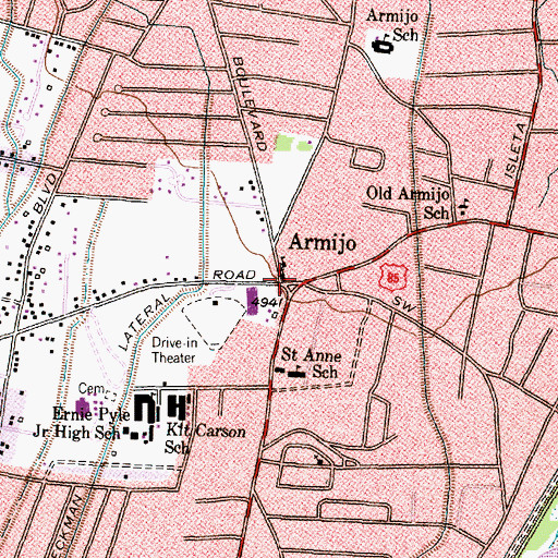 Topographic Map of Armijo Post Office (historical), NM