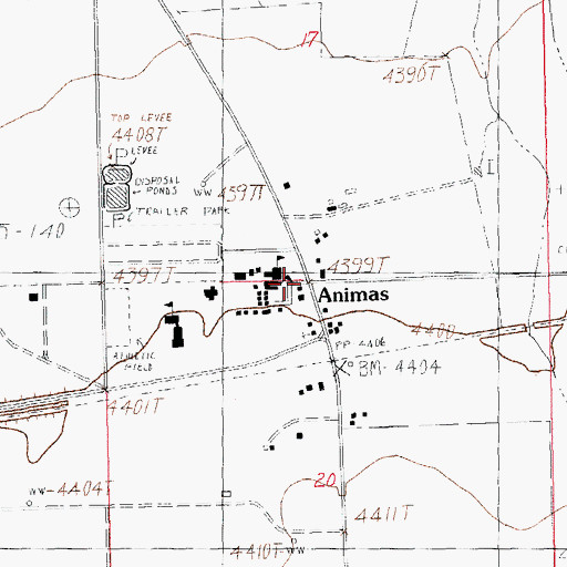 Topographic Map of Animas Post Office, NM