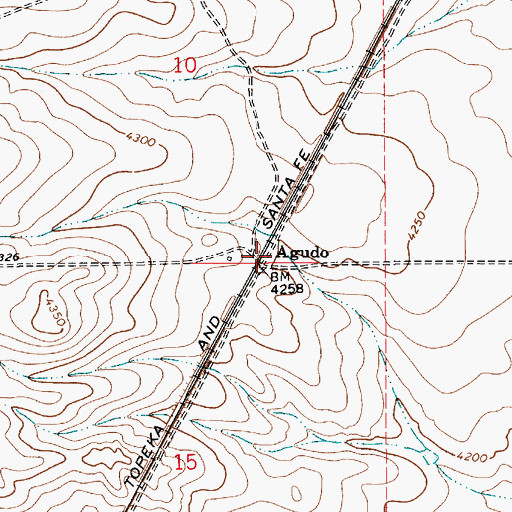 Topographic Map of Agudo Post Office (historical), NM