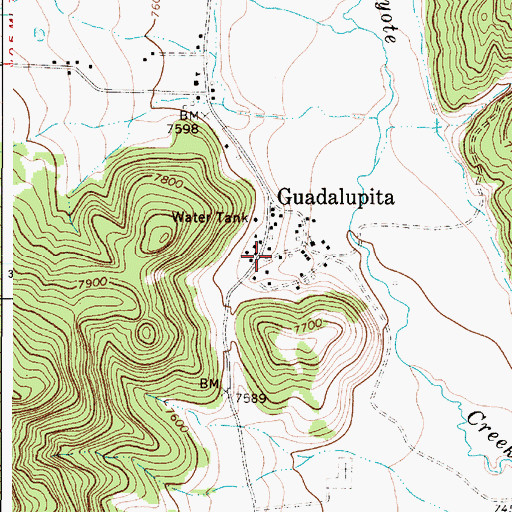 Topographic Map of Guadalupita Post Office, NM
